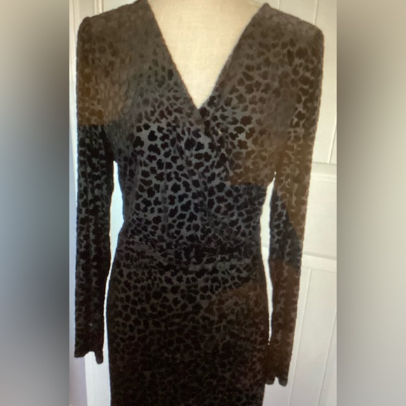 Talbots Cheetah velvet like print dress Med - Picture 3 of 7